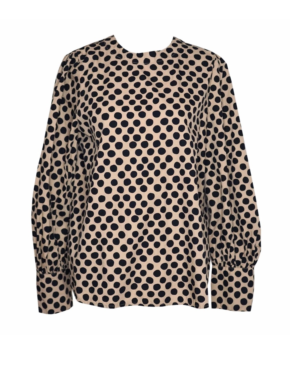 Who What Wear Beige Polka Dot Long Sleeve Blouse